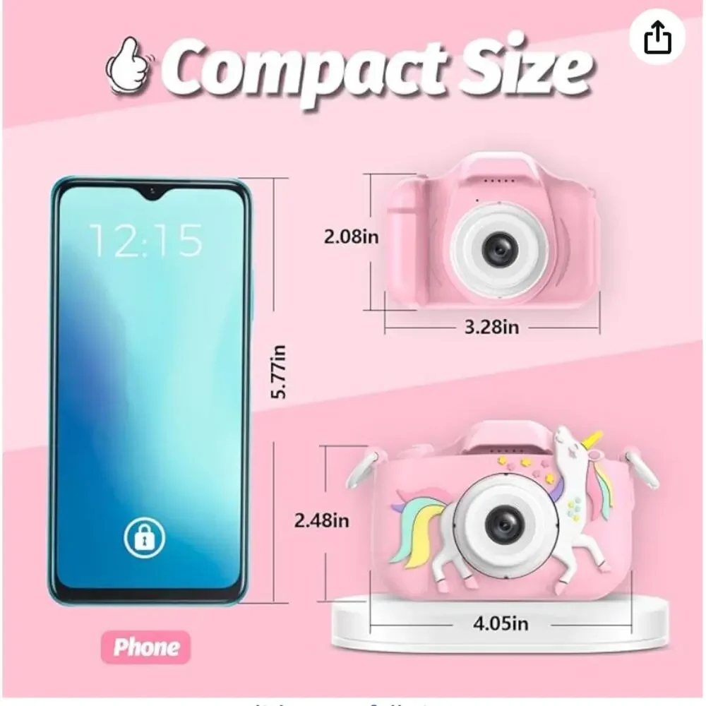 Digital Camcorder Camera Video Pink Unicorn 32GB Games Filters Kids NEW Girl